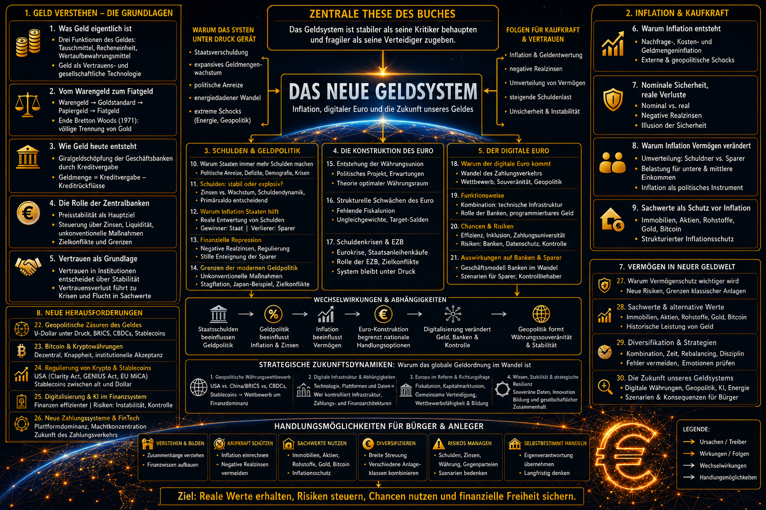 Buchstruktur: Das neue Geldsystem – Schaubild